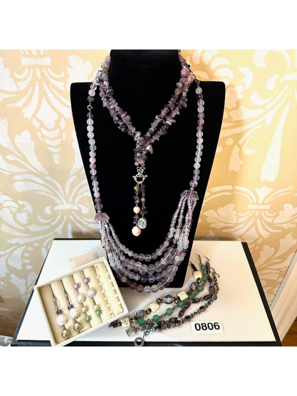 Jewelry Lot Vintage Modern Amethyst Pearl Gemstones Necklaces Bracelets Earrings